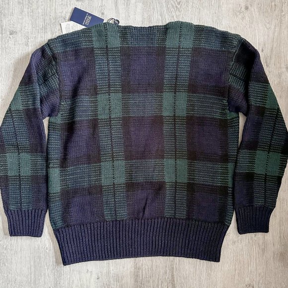 POLO RALPH LAUREN MANOS DEL URUGUAY Preppy Navy Green Plaid Knit Jumper NWT - Picture 4 of 9